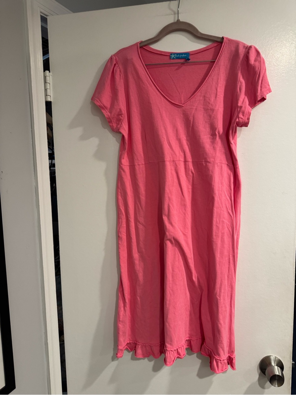 Fresh Produce Coral Pink V-Neck Midi Dress Women’s XL 100% cotton